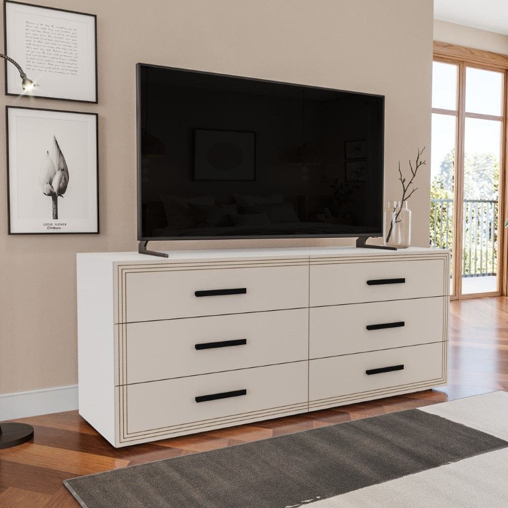 Cômoda Valência 6 Gavetas Branco Creme Politorno Móveis