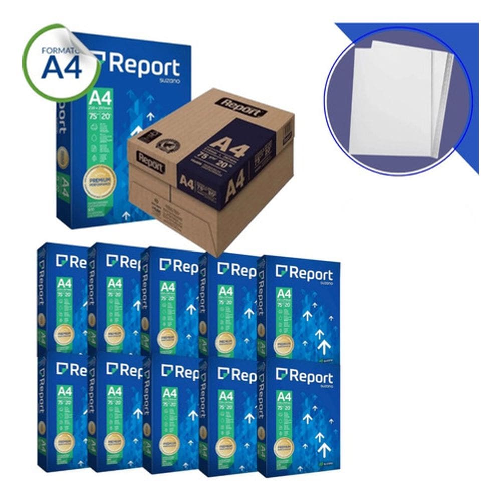 Papel Sulfite Report A4 Branco 5000 Folhas 10 Resmas De 500