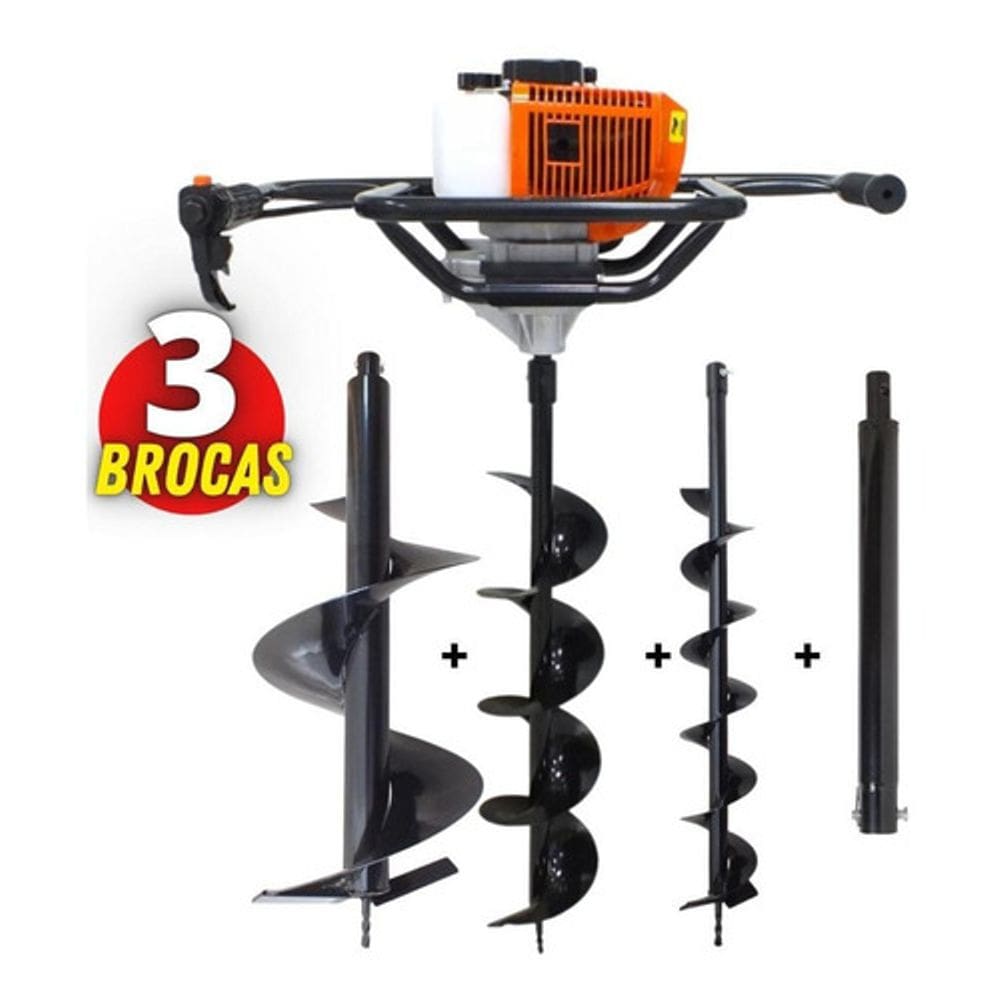 Perfurador Vulcan Trent VPS520 2,5hp 52cc Broca 80x10 E 80x30cm + Extensao Alongador de 60cm