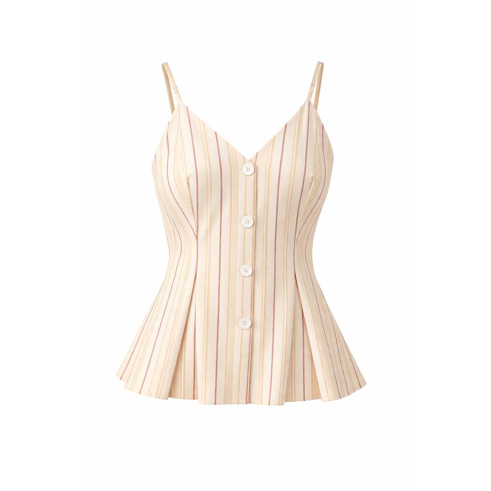 Blusa Feminina Tricoline Listrada Decote V Elegante Moderna