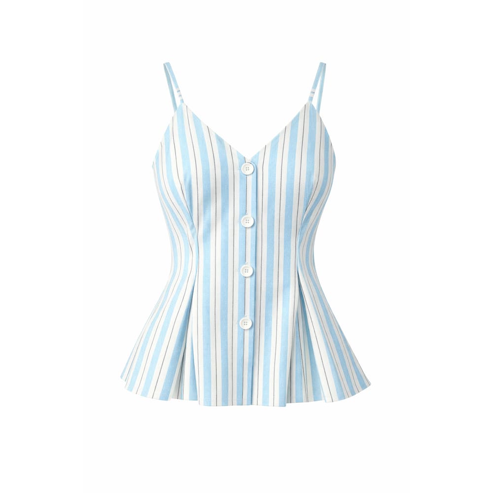 Blusa Feminina Tricoline Listrada Decote V Elegante Moderna