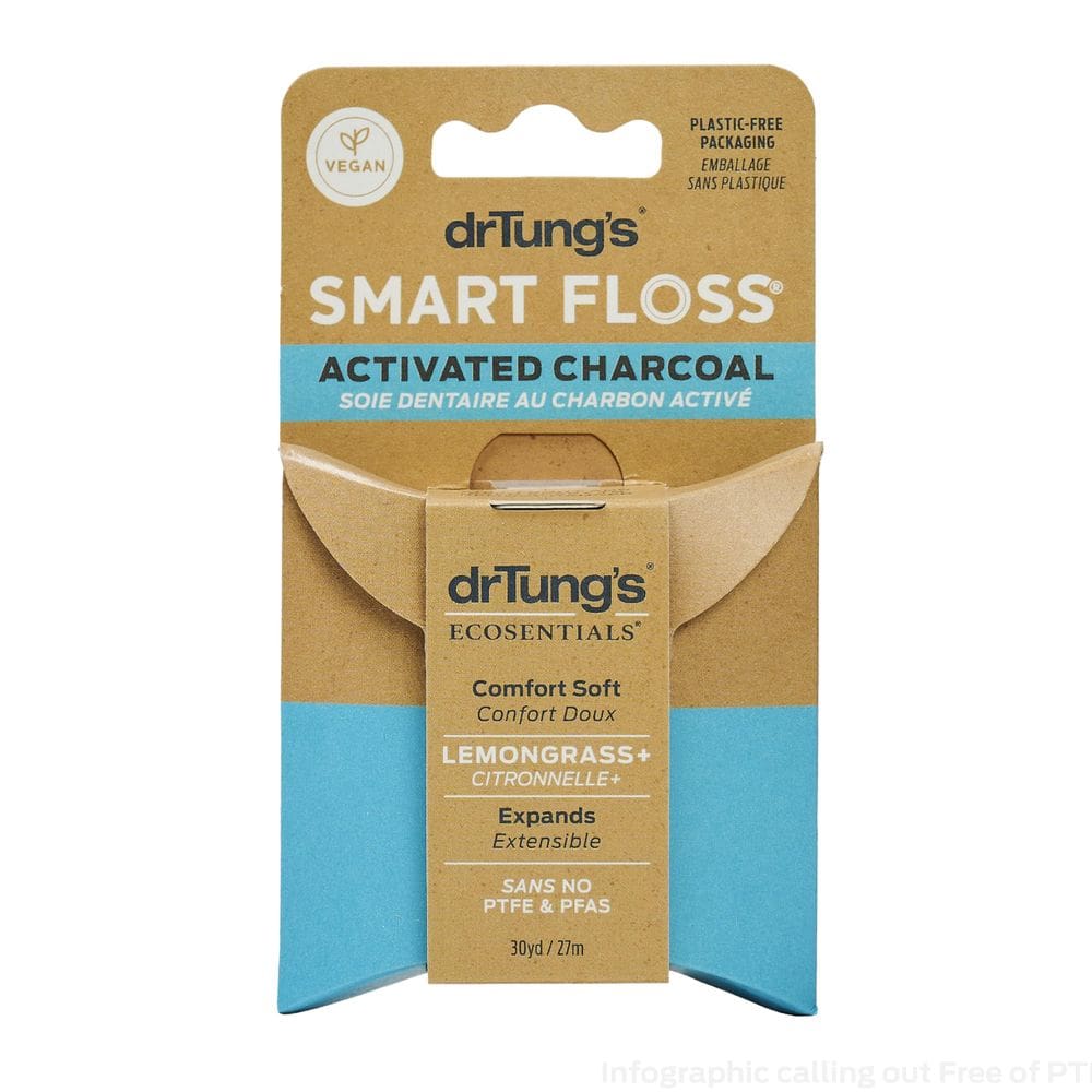 Carvão ativado vegano Dental Floss DrTung com capim-limão