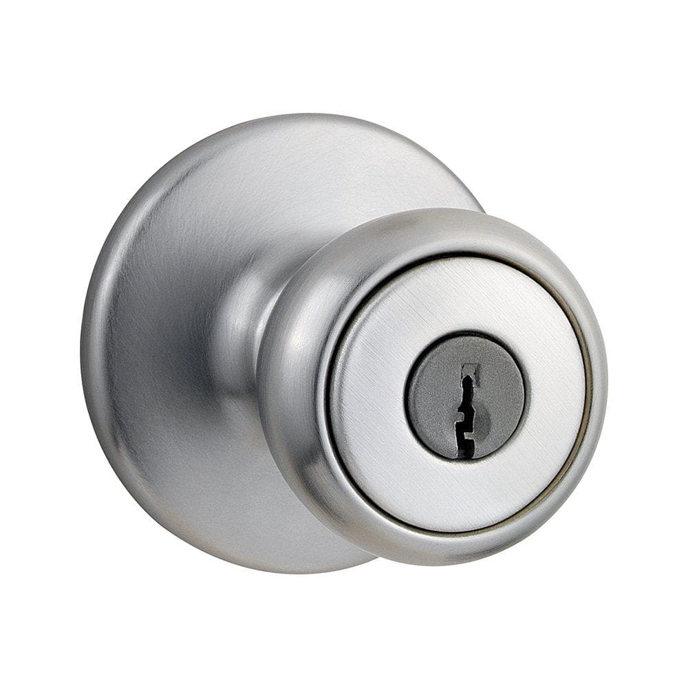 Maçaneta de porta Kwikset Tylo Entry em cromo acetinado