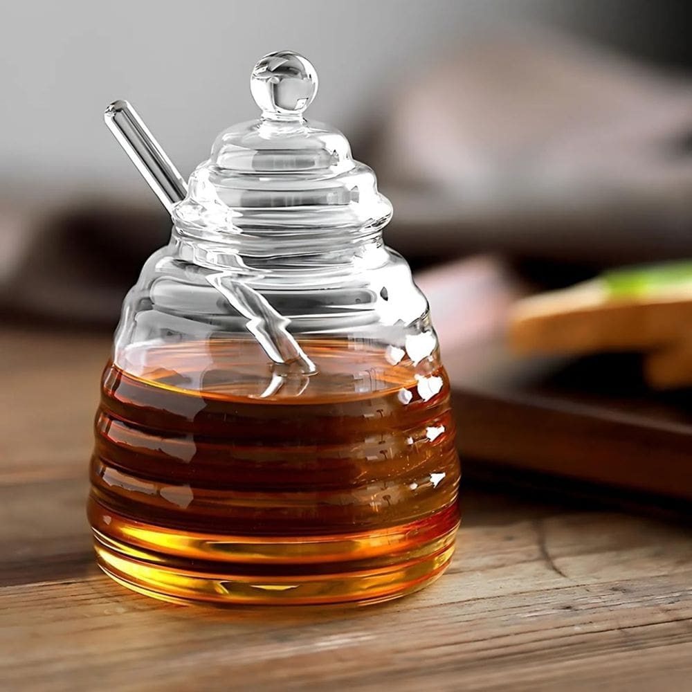 Meleira de Vidro com Tampa e Pegador 450ml