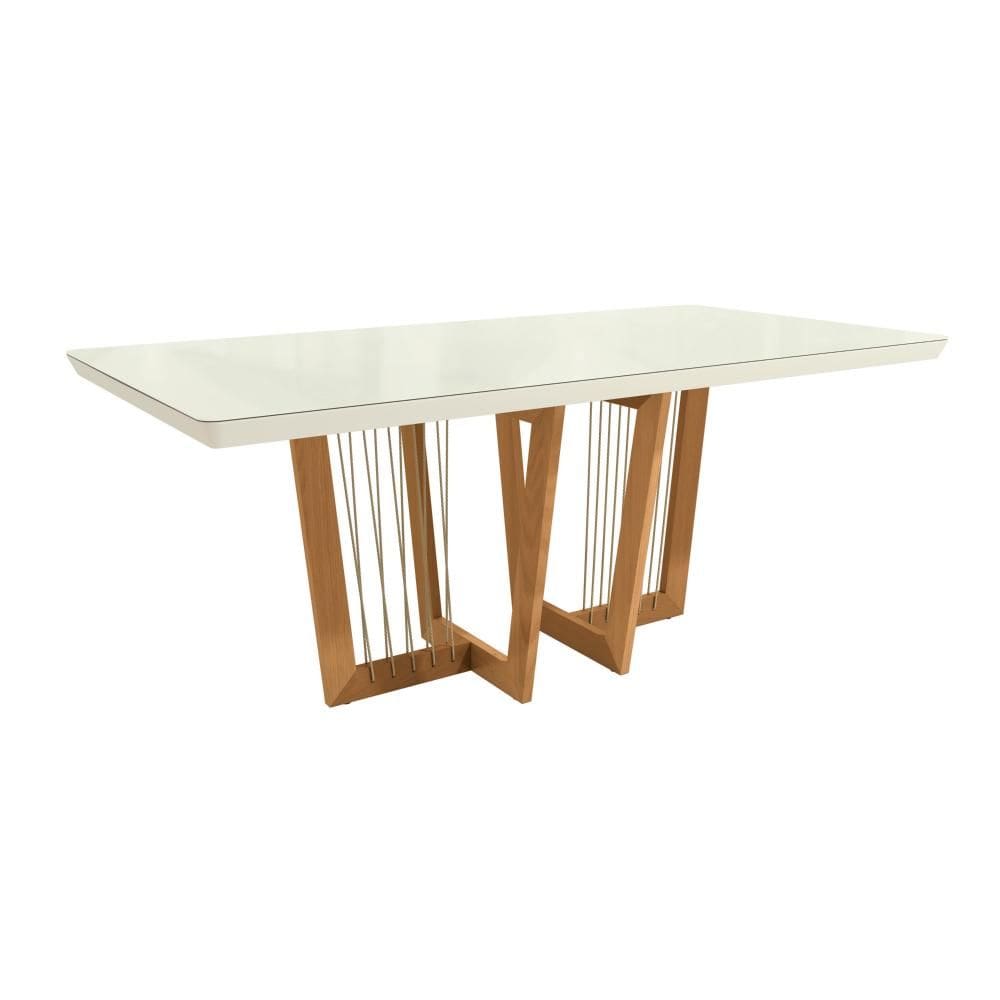 Mesa de Jantar em Madeira Maciça Clara Kappesberg Off White 200cm