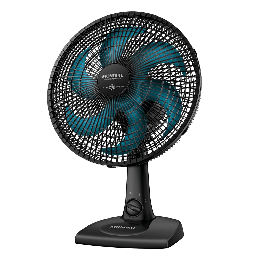 Ventilador de Mesa 30cm Super Power II Mondial Preto/Azul Petróleo 60W - NVSP-30-AP2