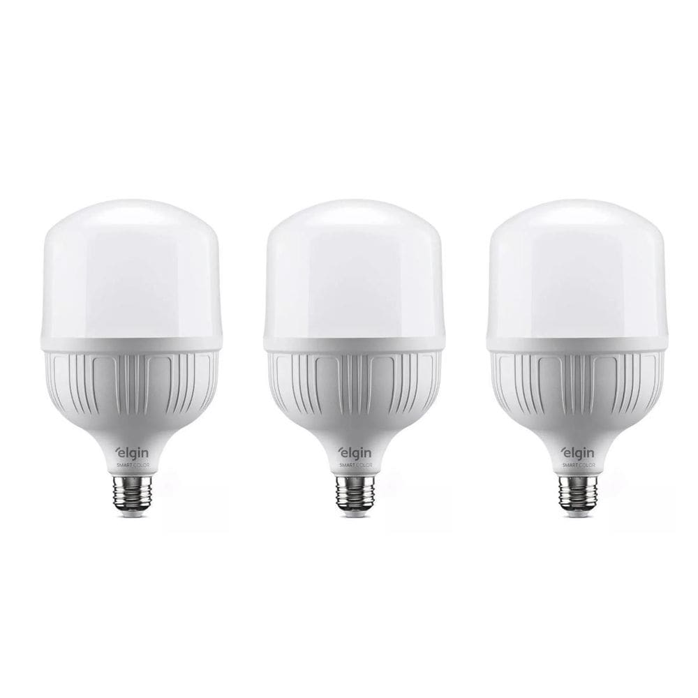 Kit 3 Lâmpadas Wifi Inteligente Com Luz Led 30W Bivolt Elgin