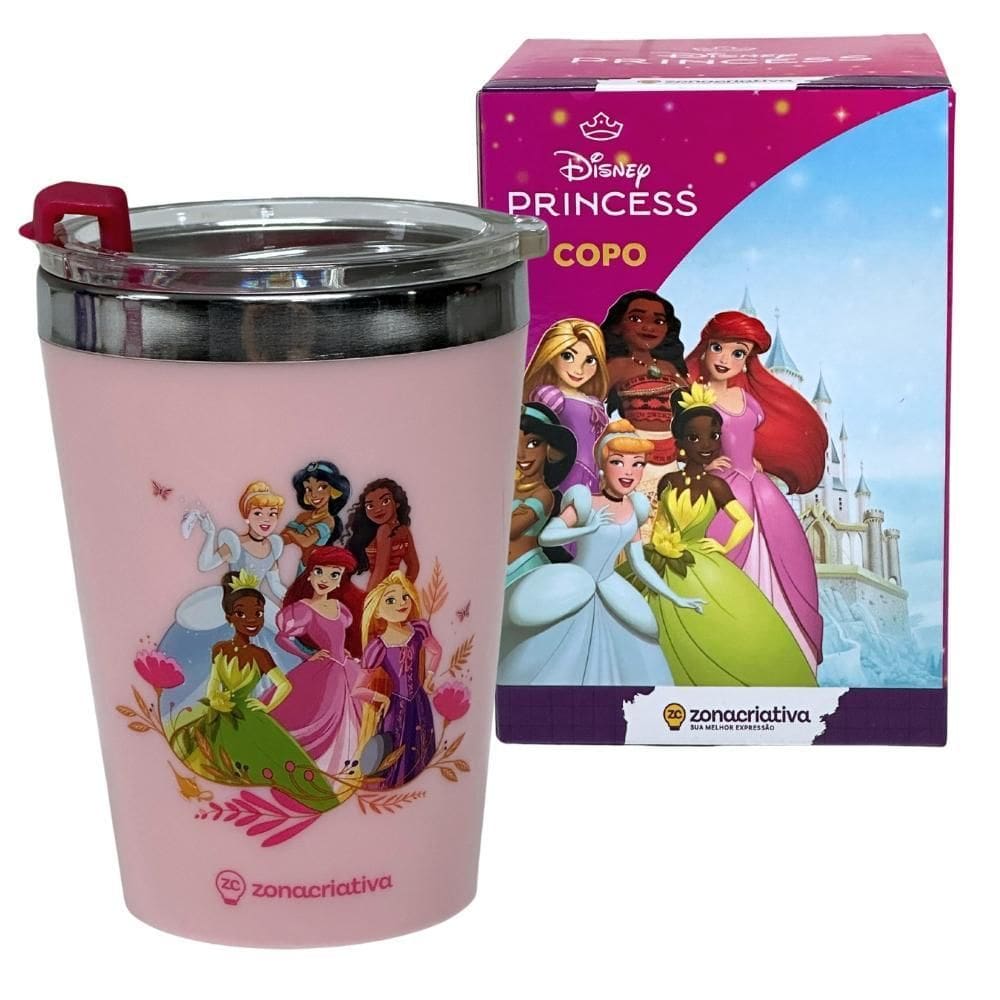 Copo Snap Inox Parede Dupla 300Ml Princesas Disney - Zc