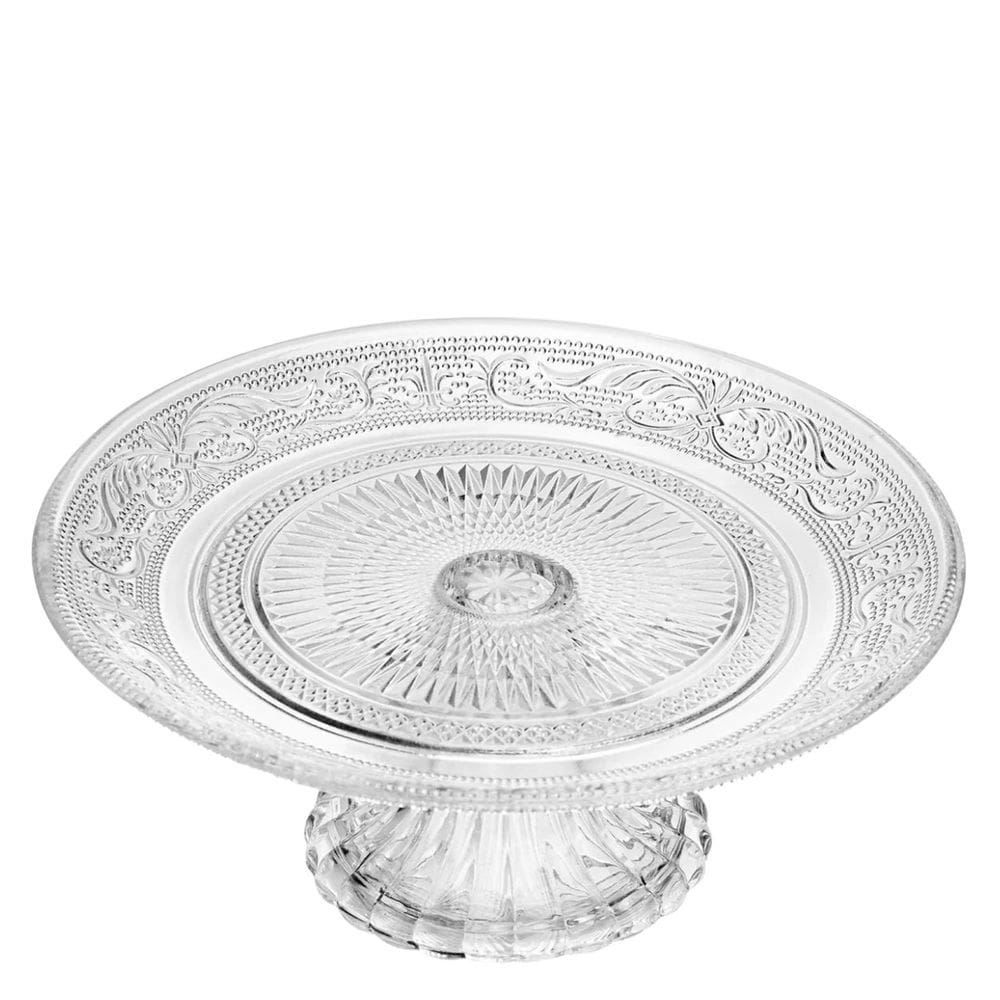 Prato para Bolo e Doces Vidro Angel com Pé 30x30x10cm Lyor