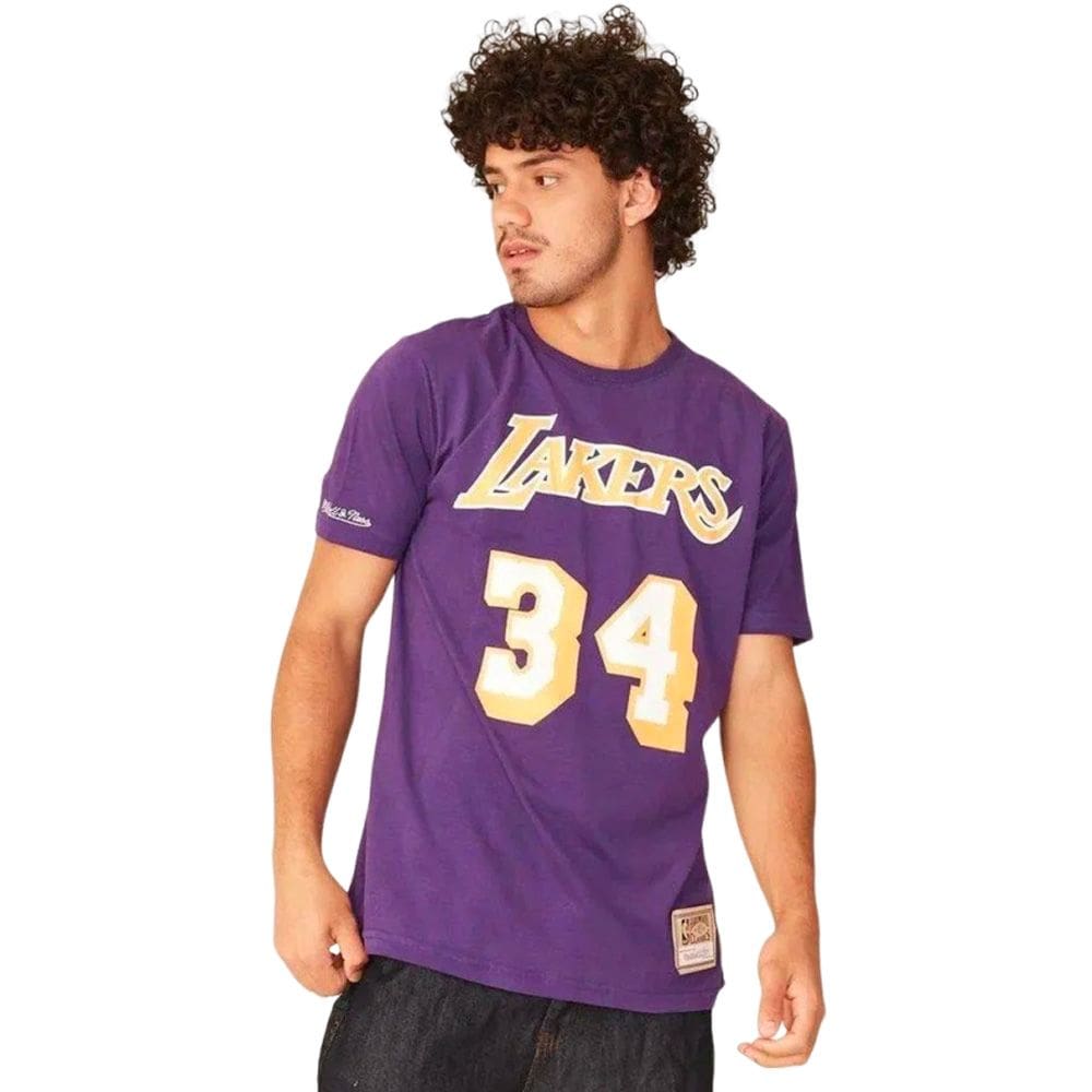 Camiseta Mitchell & Ness Masculina Lakers O`Neal 34 Shine
