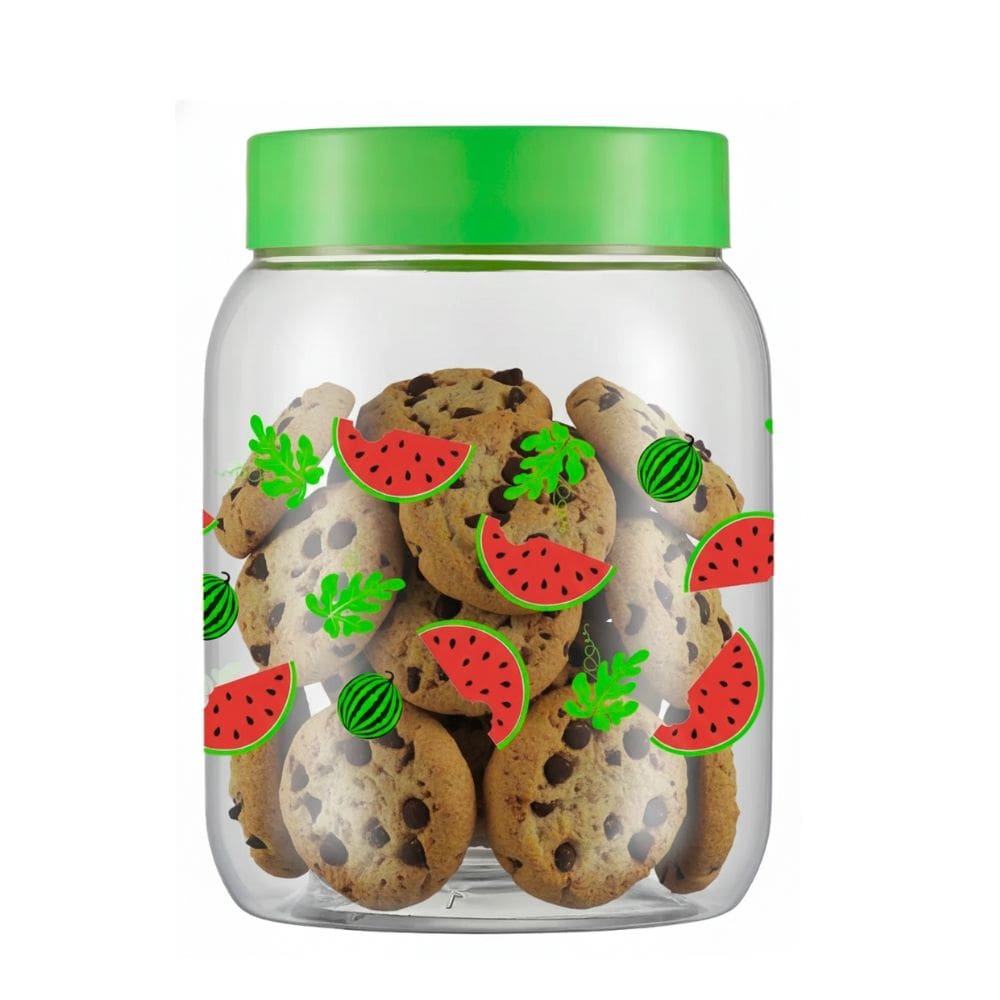 Pote Grande 1,1 Litros Com Tampa de Rosca - Estampa MELANCIA - Porta Mantimento Alimento Decorado Organizador - PANAMI