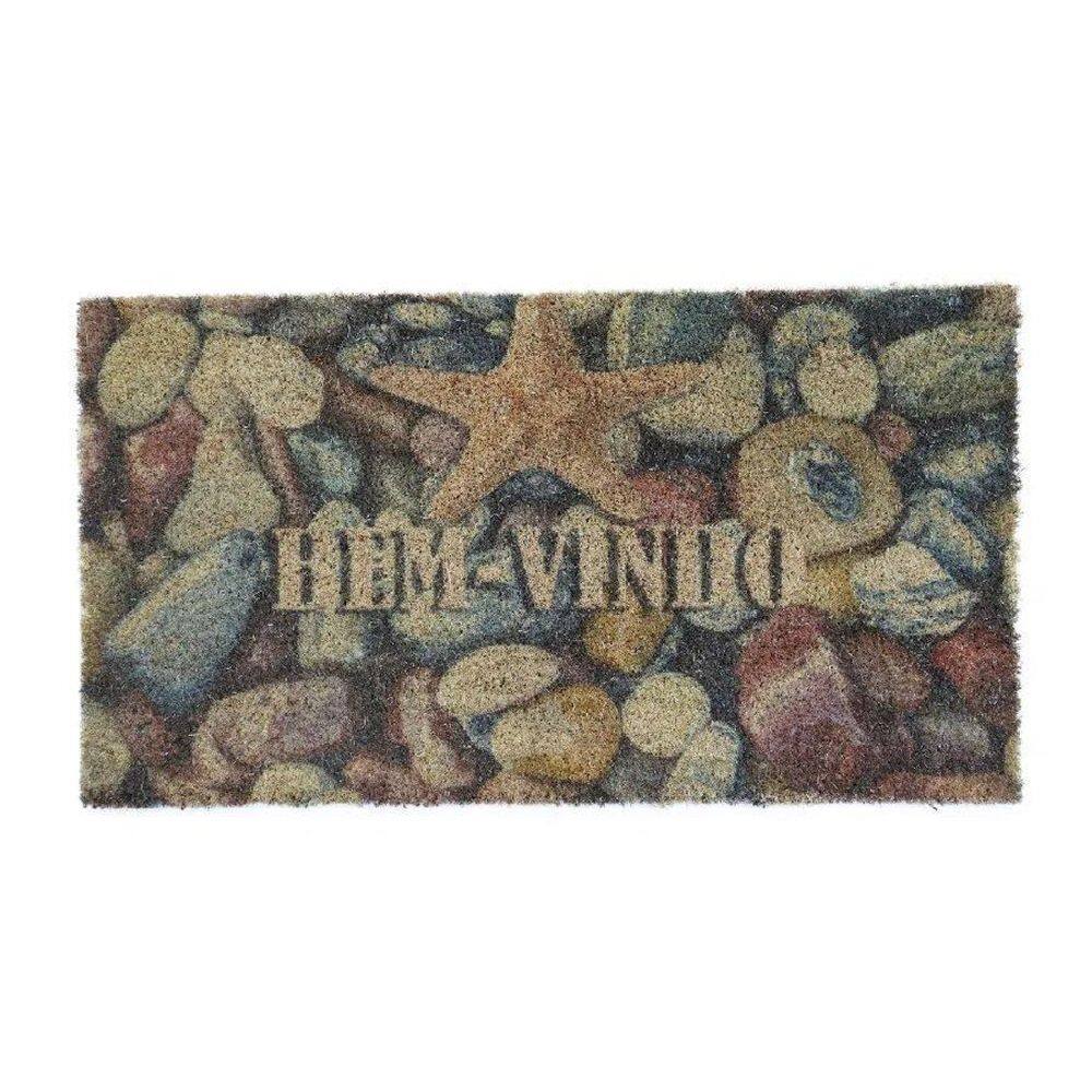 Capacho Retangular Fibra De Coco Base Pvc 60X33Cm Fundo Mar