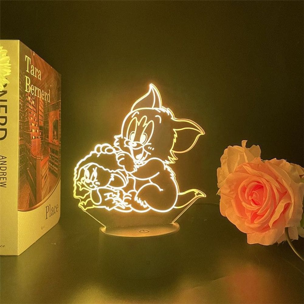Luz noturna 3D Toms And Jerrys Cartoon USB Acrylic Kids
