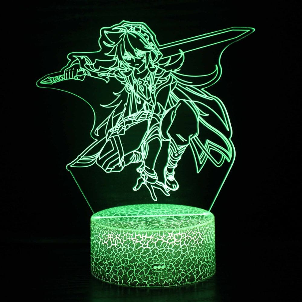 Luz noturna Genshins Impacts Lâmpada em forma 3D LED Colorful Touch