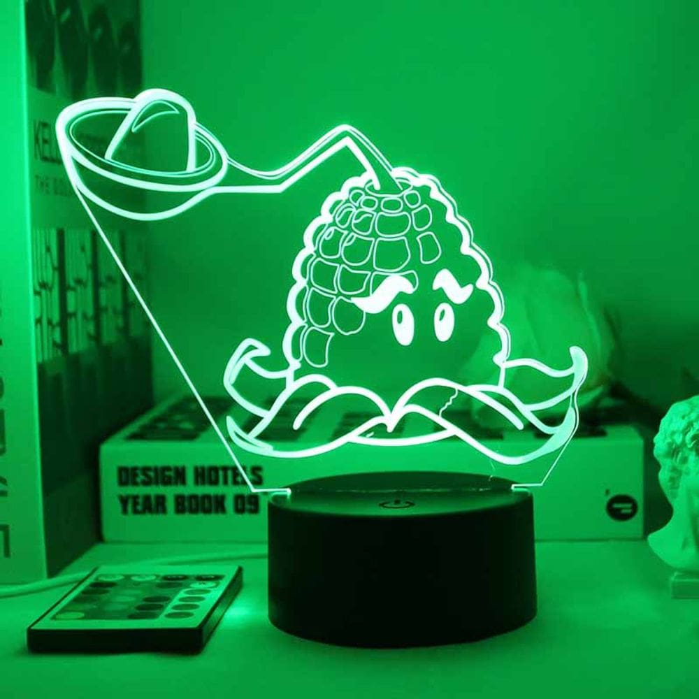 Jogo 3D Night Light Plants Vs. Quarto Zombies Corn Cannon