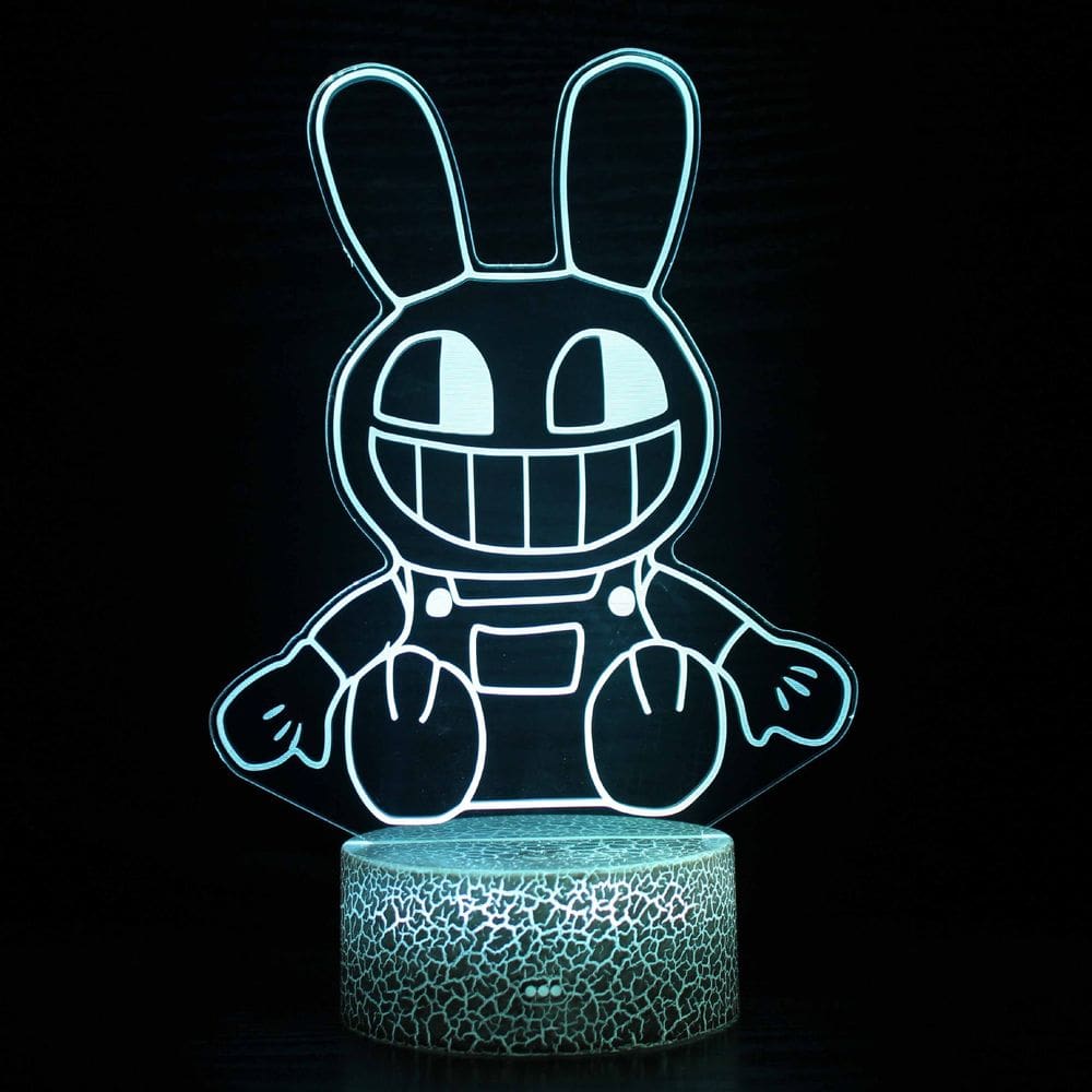 Luz noturna 3D Rabbit LED com gradiente colorido com controle remoto