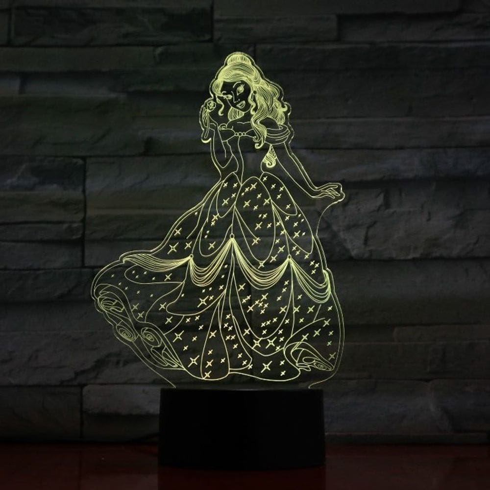 Luz noturna 3D USB Conto de fadas Princesa Alice Branca de Neve