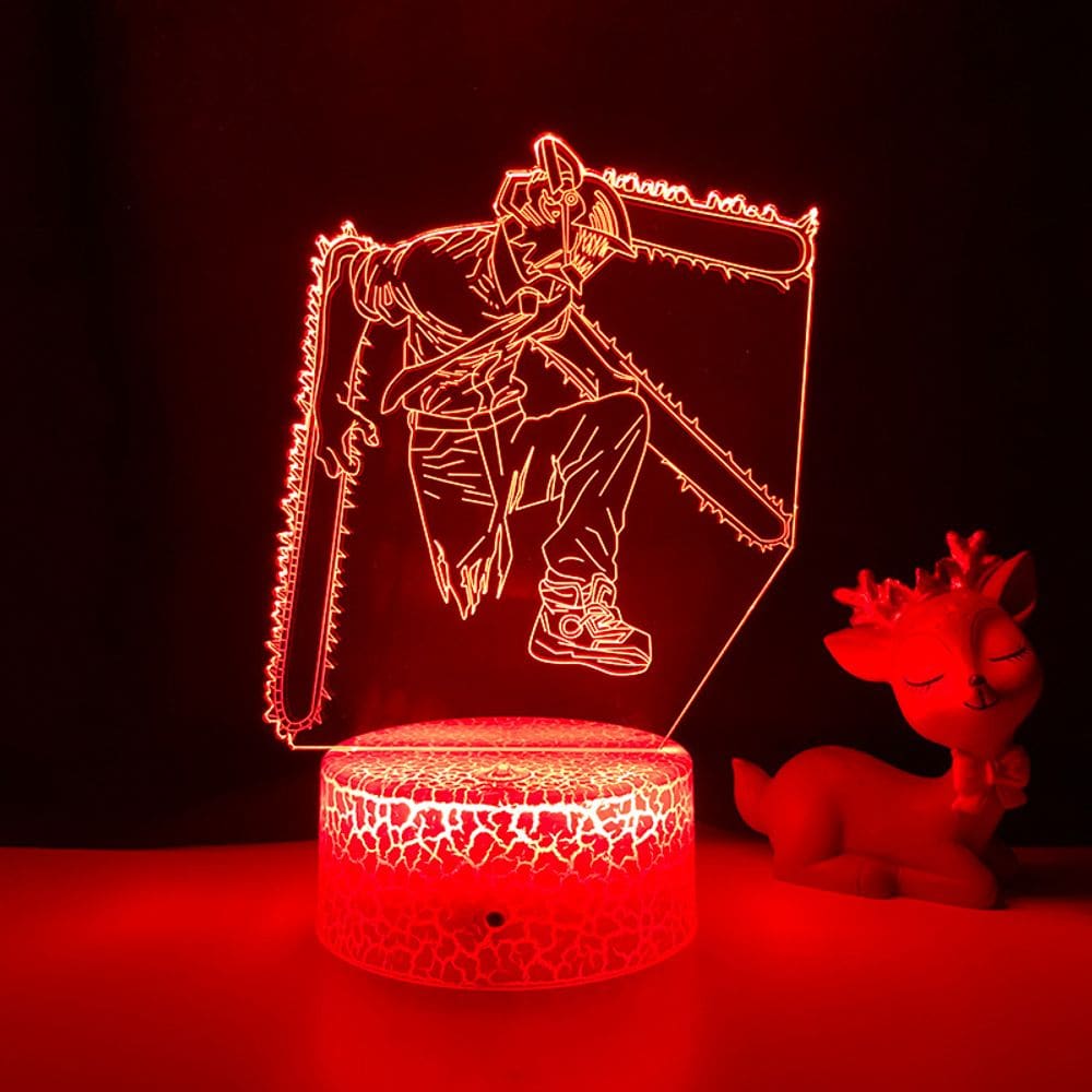 Decoração de quarto LED Night Light Anime Chainsaw Man 3D