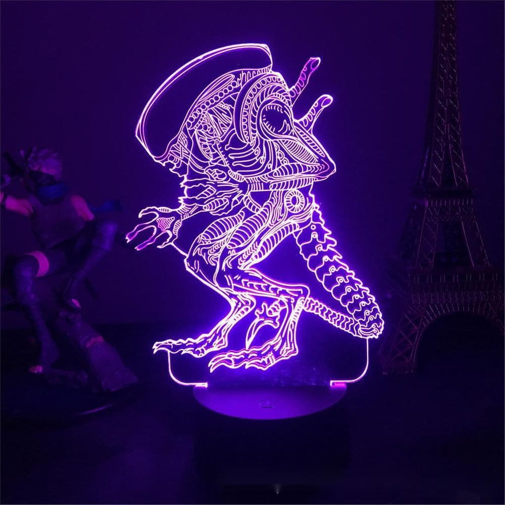 Luz noturna 3D Alien Creative Colorful USB Touch 22x15x6cm