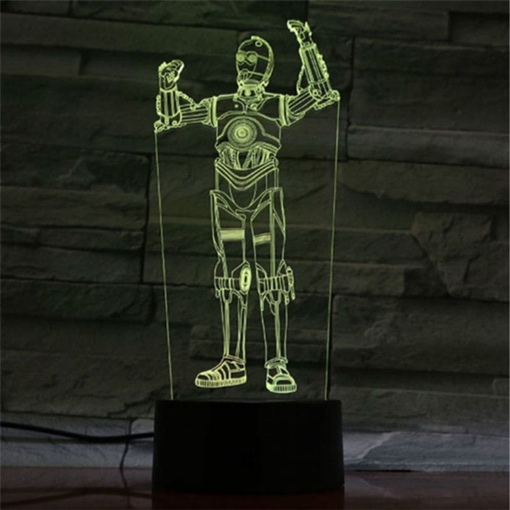 Luz noturna 3D USB Star Wars Darth Maul C-3Po Stormtrooper