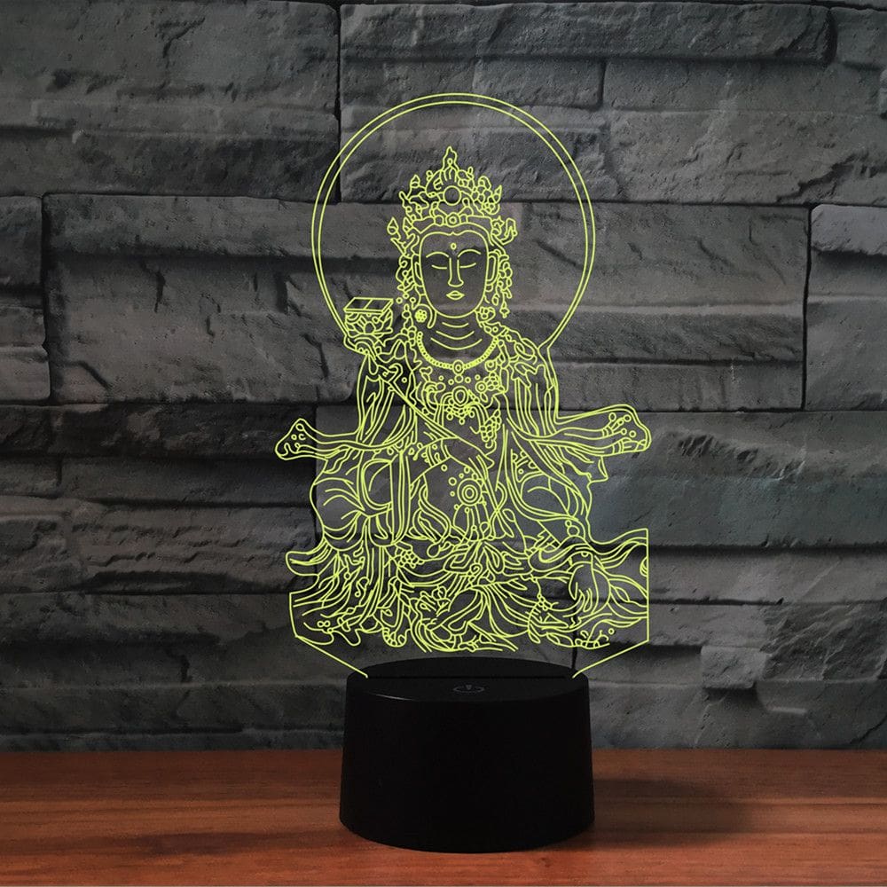 Lâmpada 3D Guanyin LED Visual Touch Control com controle remoto