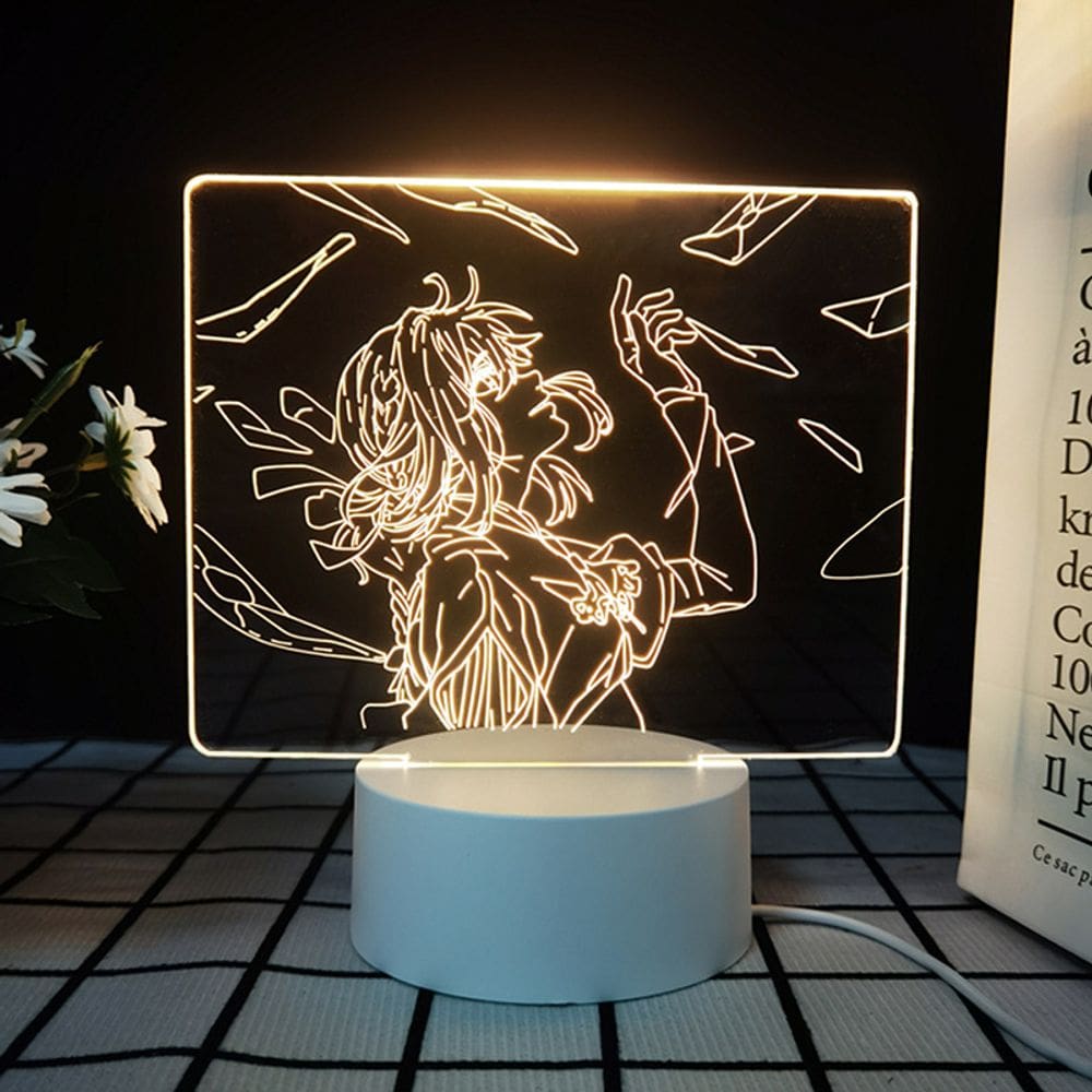 Figura 3D Night Light Violet Evergarden com acrílico e ABS