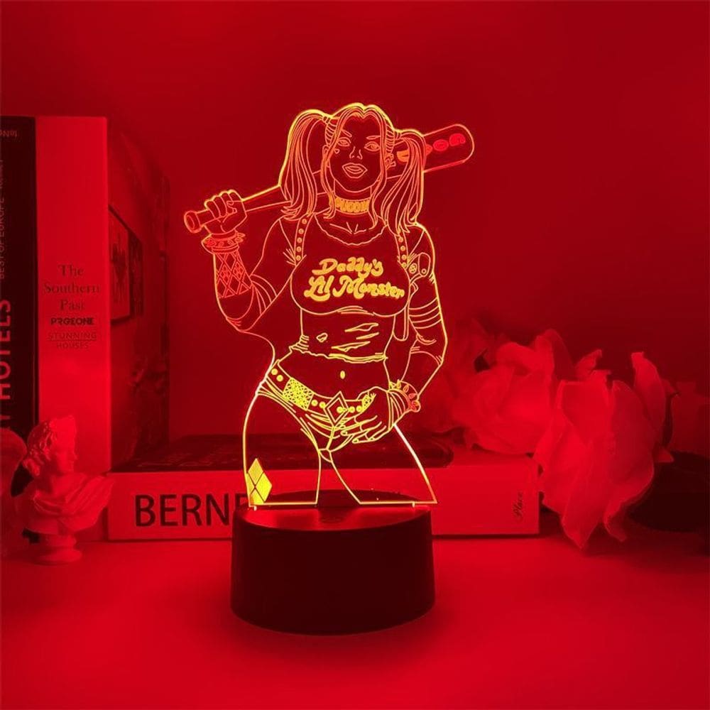 Luz noturna USB Suicide Squad Harleys Quinn 3D Illusion