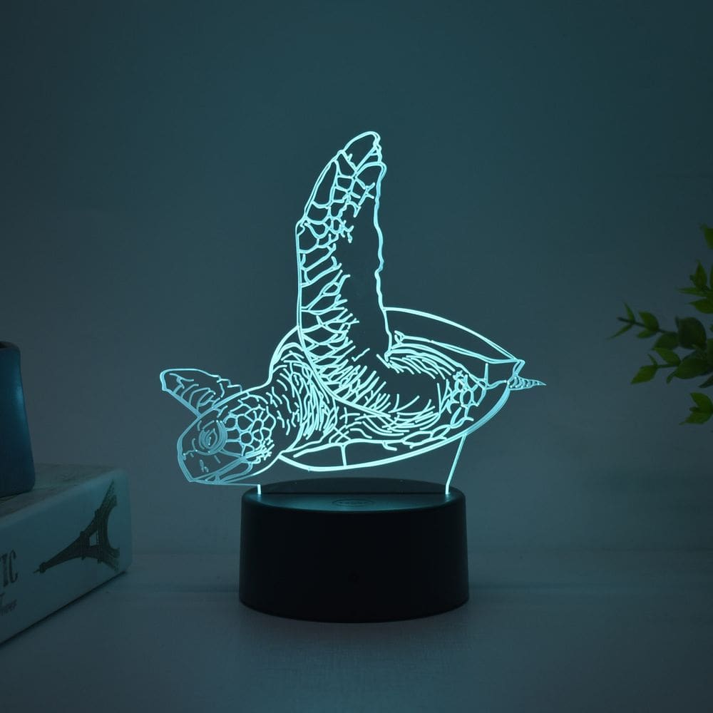 Luz noturna: tartaruga marinha, LED, luz colorida, acrílico, ABS