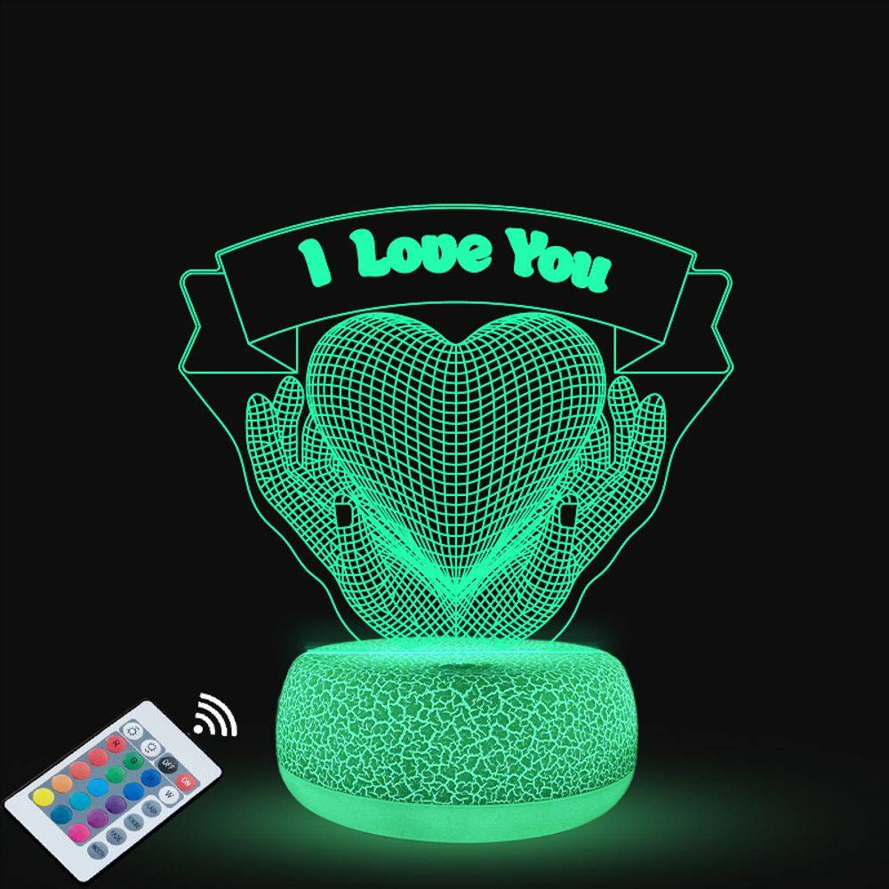 Luz noturna 3D I Love You Heart Rose LED para o Dia dos Namorados