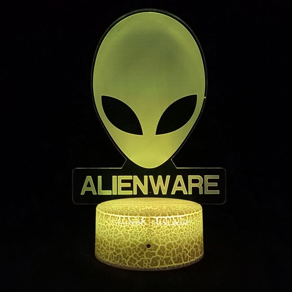 Luz noturna Alienware 3D Lâmpada de mesa decorativa E-acrílico