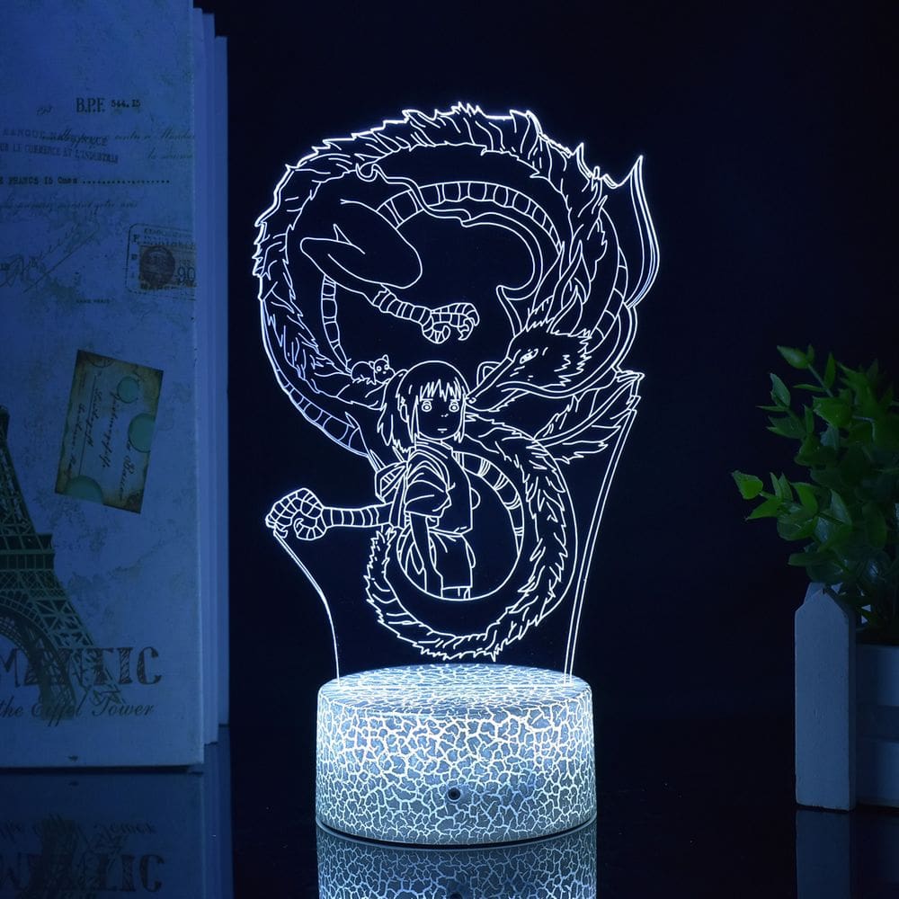 Night Light 3D Anime Cute Pet Chihiro White Dragon para crianças