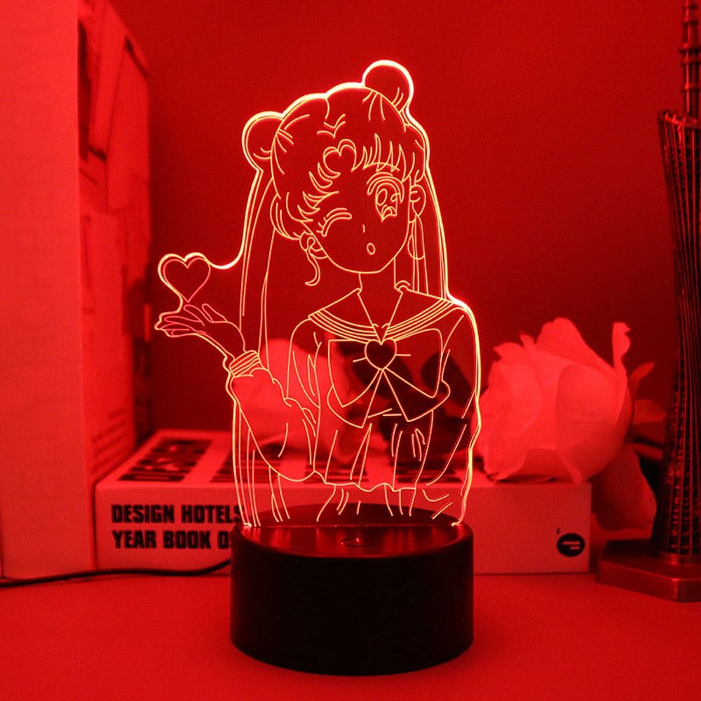 Luz noturna 3D Sailor Moon Usagi Tsukino para quarto