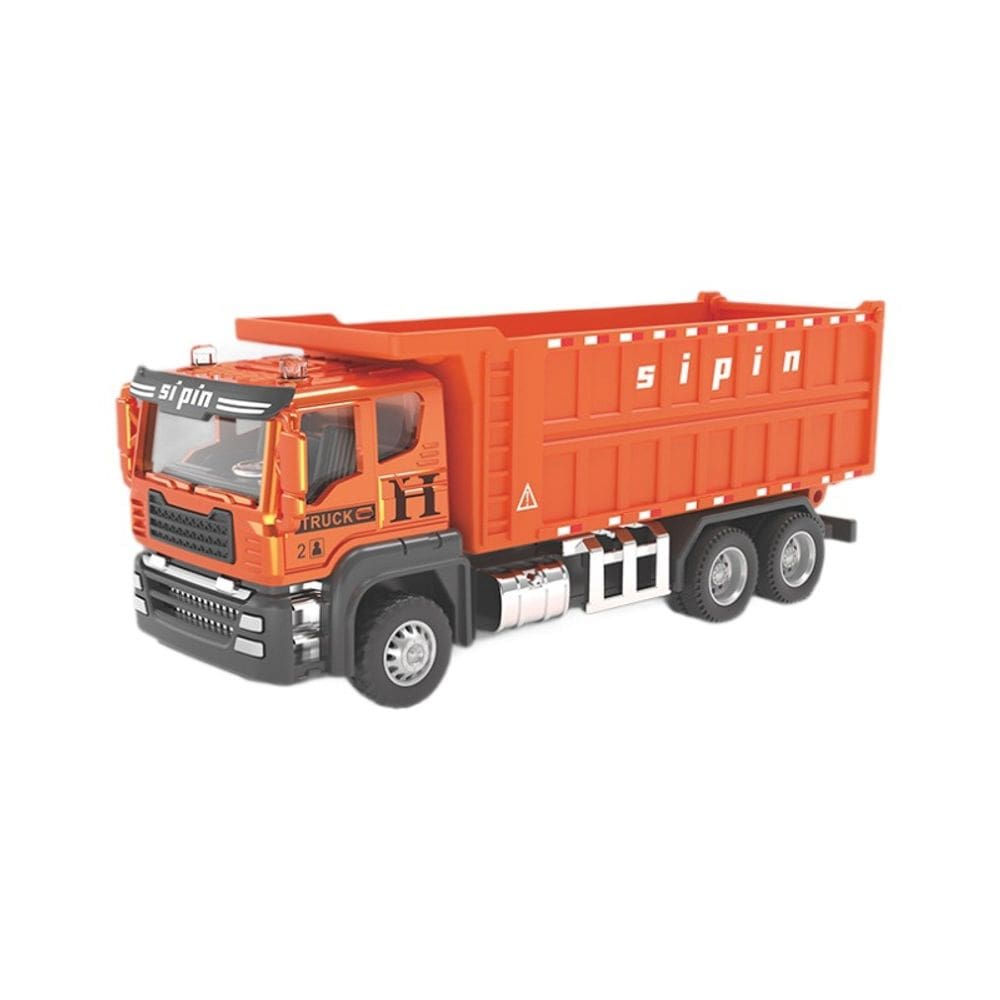 Caminhão basculante de brinquedo em liga fundida e plástico laranja para crianças