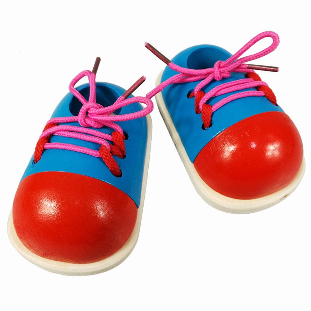 Brinquedo de sapato com cadarço de madeira Brinquedo educacional para amarrar sapatos para crianças