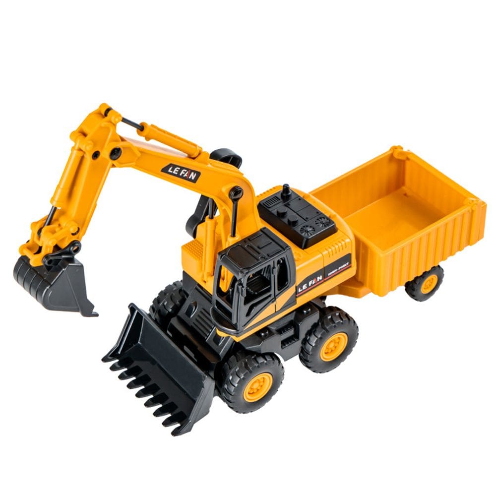 Conjunto de brinquedos: escavadeira inercial e caminhão basculante para meninos, amarelo