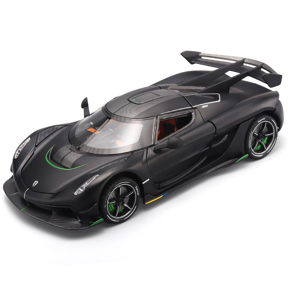 Modelo de carro fundido sob pressão Koenigsegg 1:24 com som e luz preta
