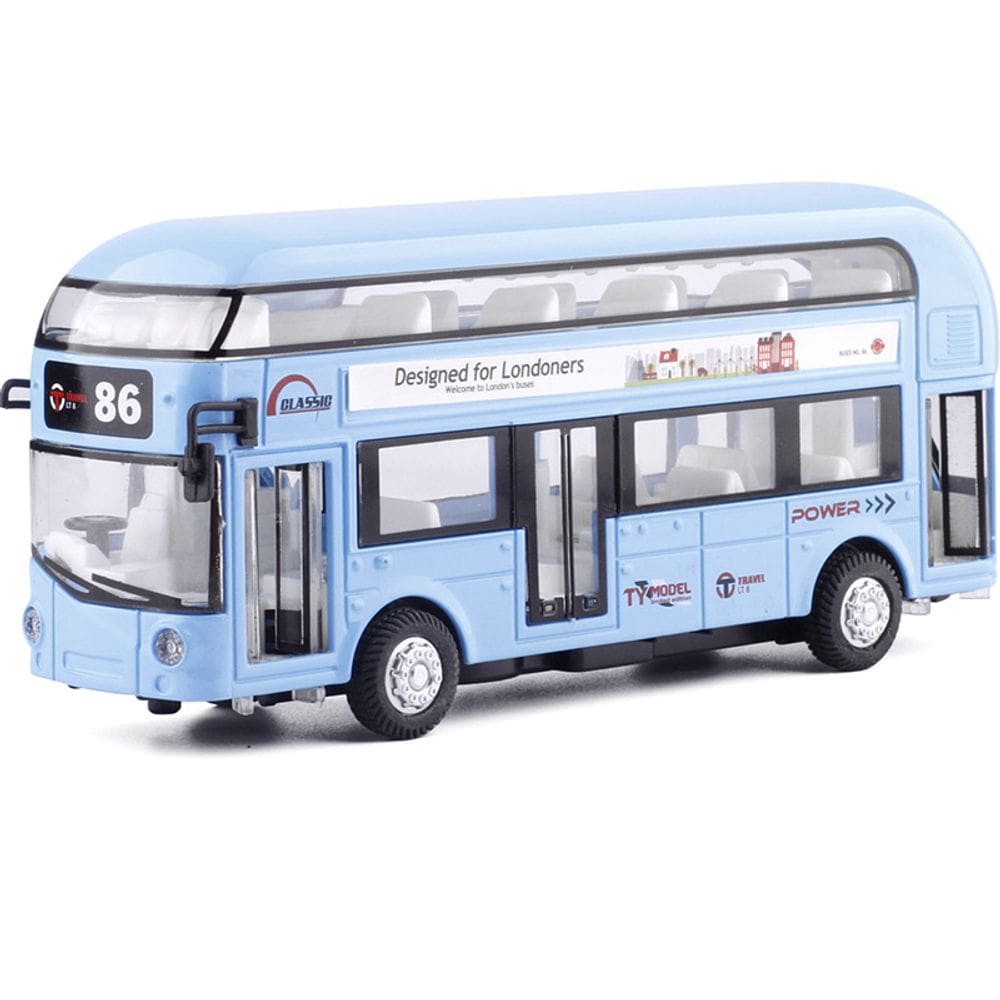 Toy London Double Decker Bus Alloy com luzes e som de 16,5 cm