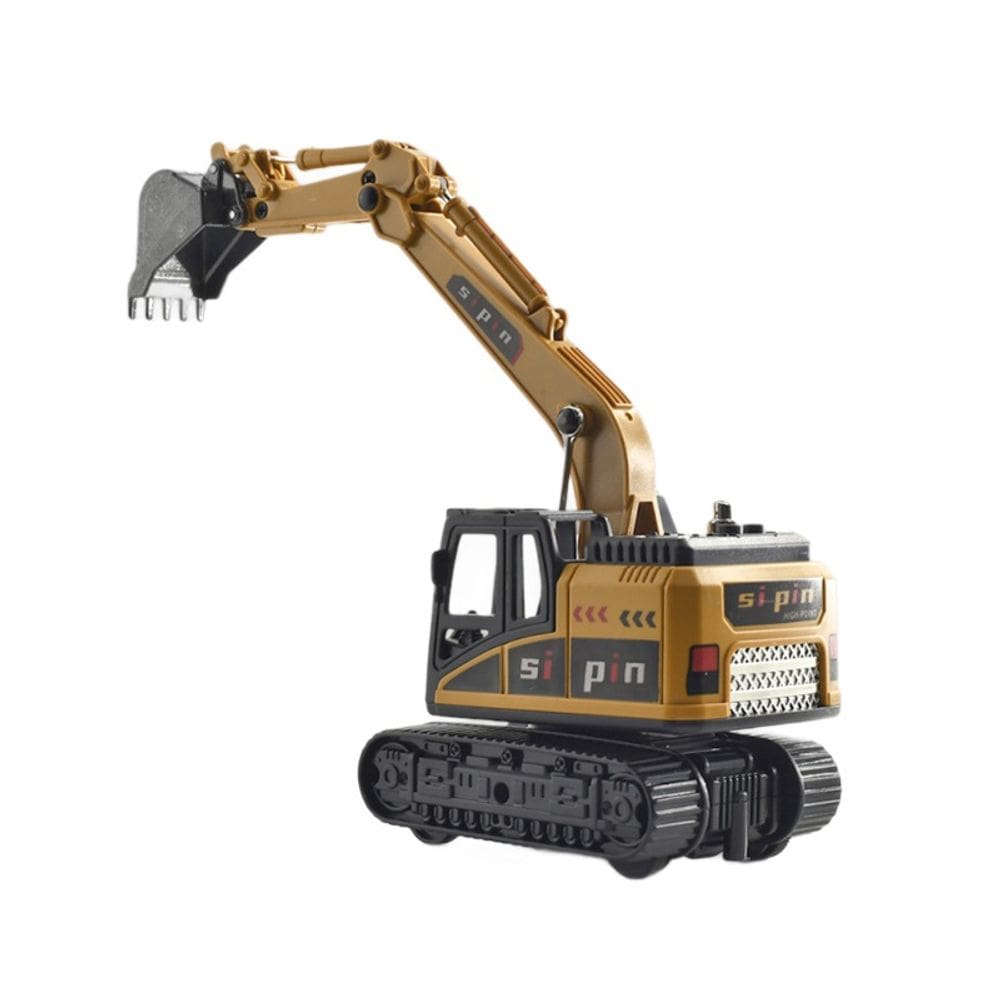 Escavadeira de brinquedo em liga movida a inércia para meninos amarela