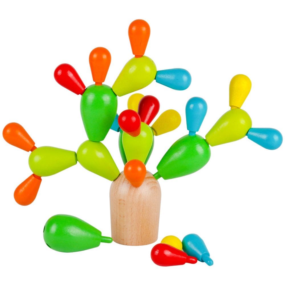 Brinquedo de quebra-cabeça Montessori Cactus de madeira para bebês com pacote