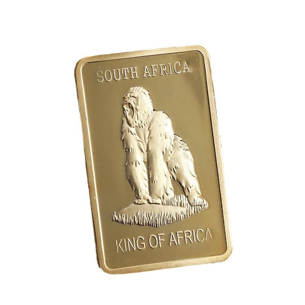 Moeda de lembrança: tijolo dourado da África do Sul com antílope gorila