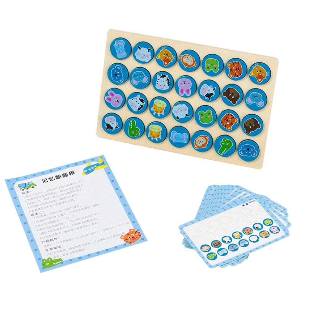 Brinquedo interativo para pais e filhos Memory Flip Game Wooden Animal