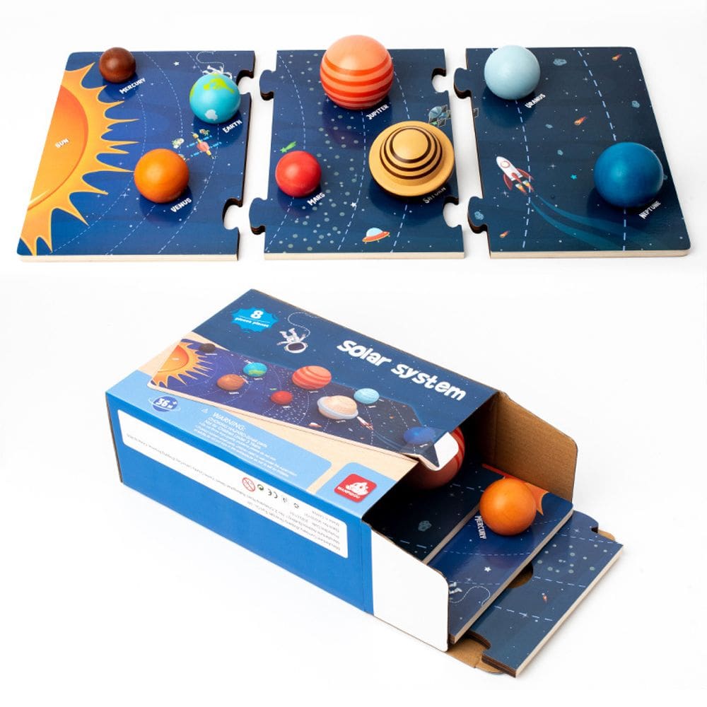 Brinquedo de quebra-cabeça de madeira Montessori 8 Planets Solar System Kids