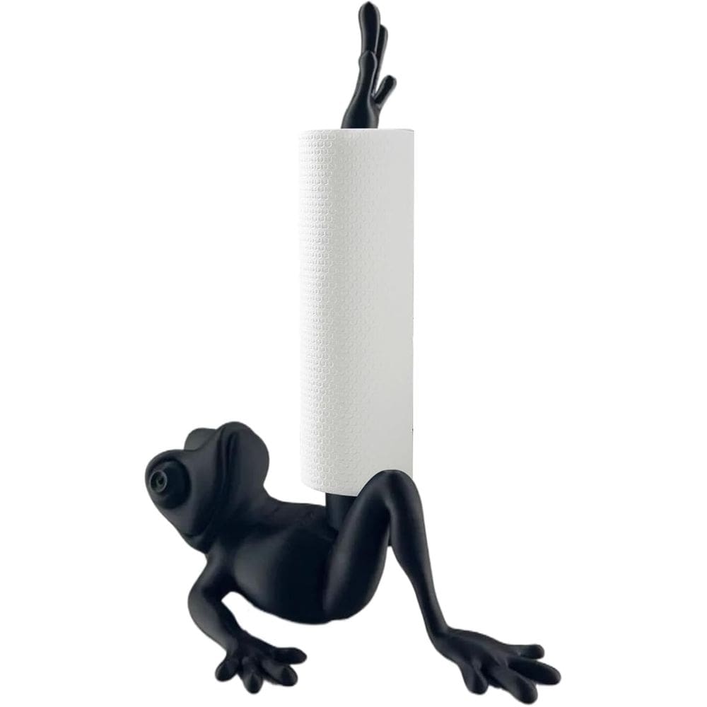 Suporte de toalha de papel impresso em 3D Frog Yoga ABS preto