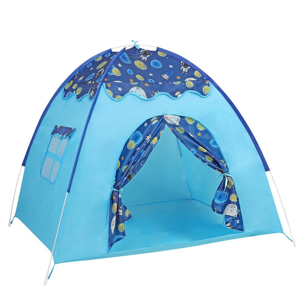 Tenda de jogo para crianças Castle Play, tecido Oxford azul portátil