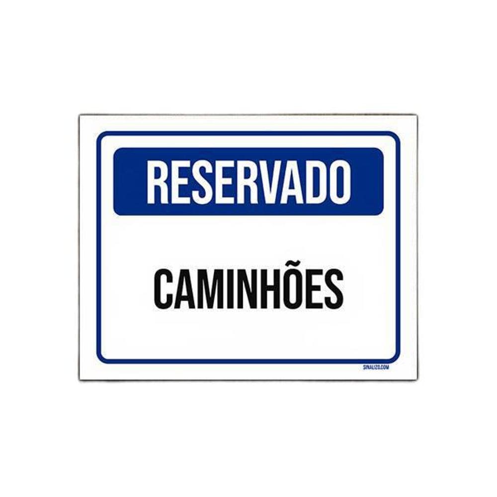 Placa De Sinalização - Reservado Caminhões 18X23