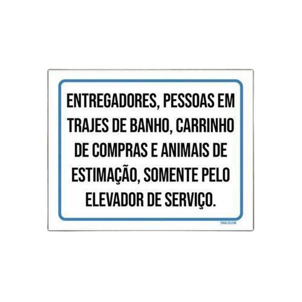 Placa Trajes De Banho Somente Pelo Elevador De Serviço 36X46