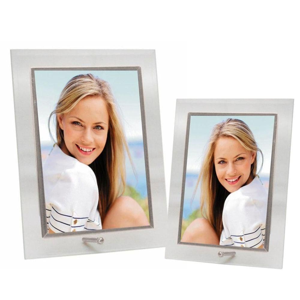 Conjunto Porta Retrato Vidro Reto Prime Borda Prata 10x15 E 15x20 Vertical ? Tuut