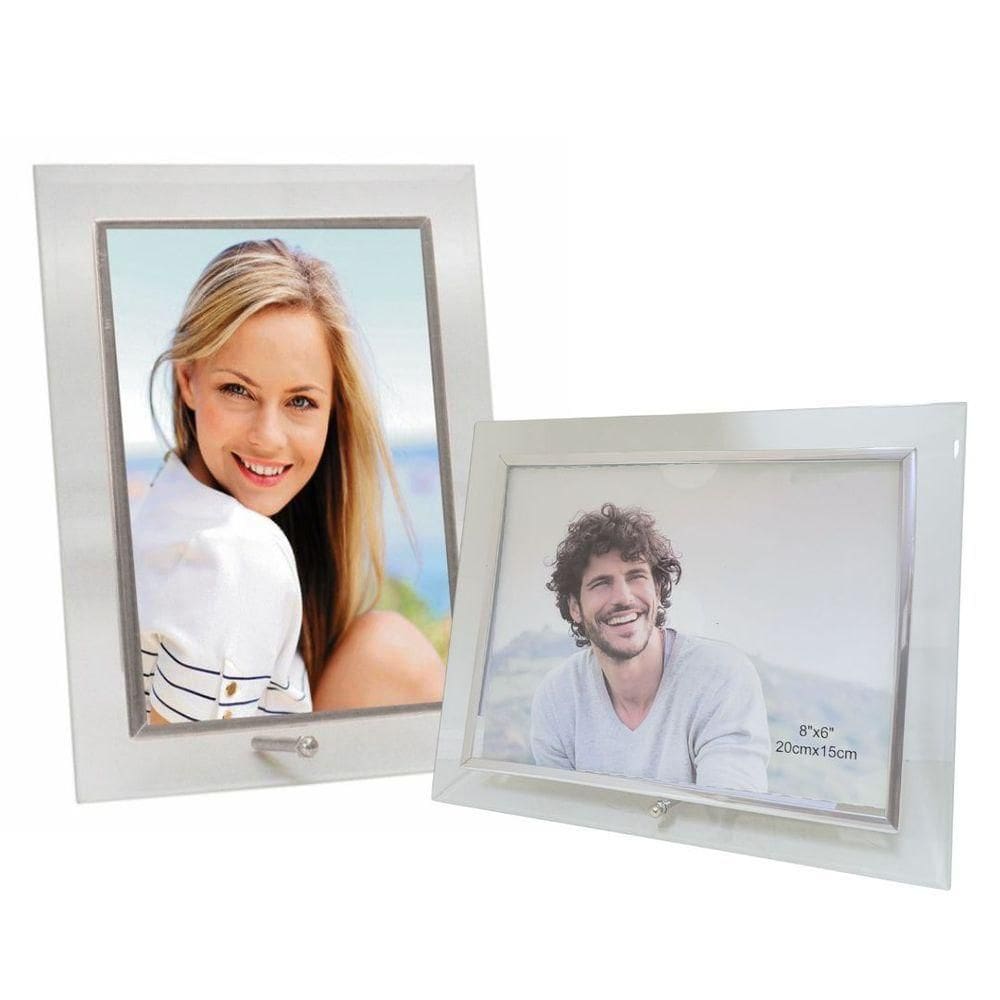 Conjunto Porta Retrato Vidro Reto Prime Borda Prata 15x20 Vertical E Horizontal ? Tuut