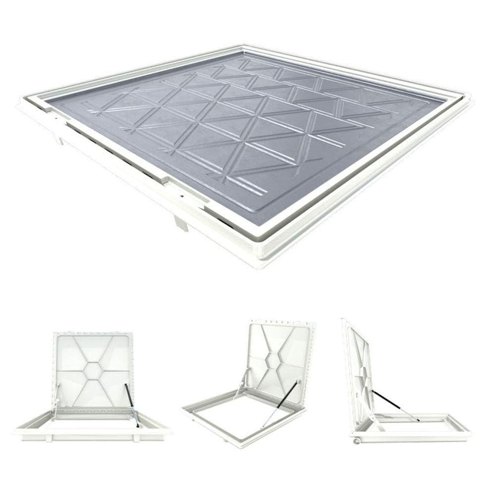 Tampa Piscina Casa Máquina 70x70 Articulada Rebaixada Bege