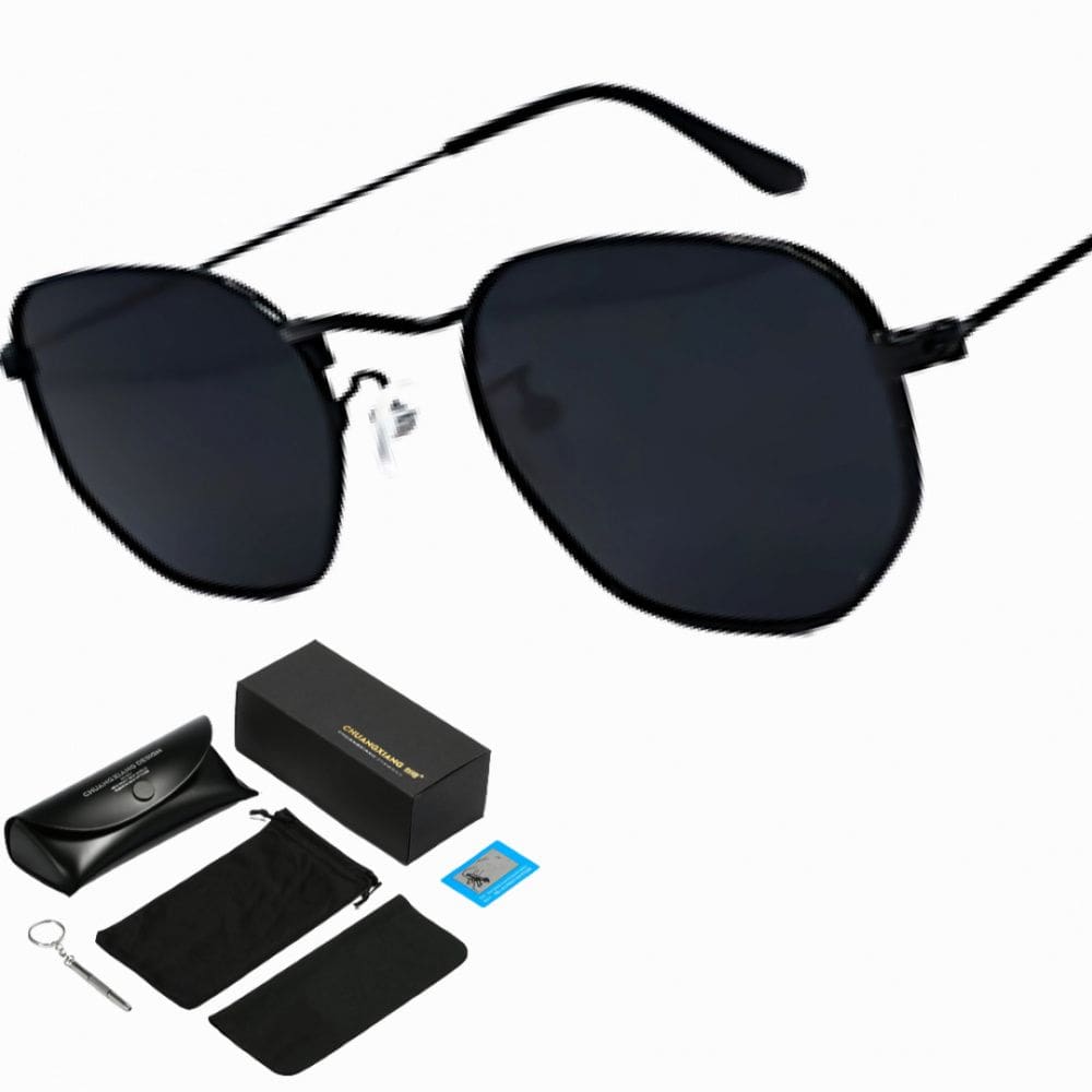 Óculos De Sol Polarizado Octogonal Metal Uv400 Com Case